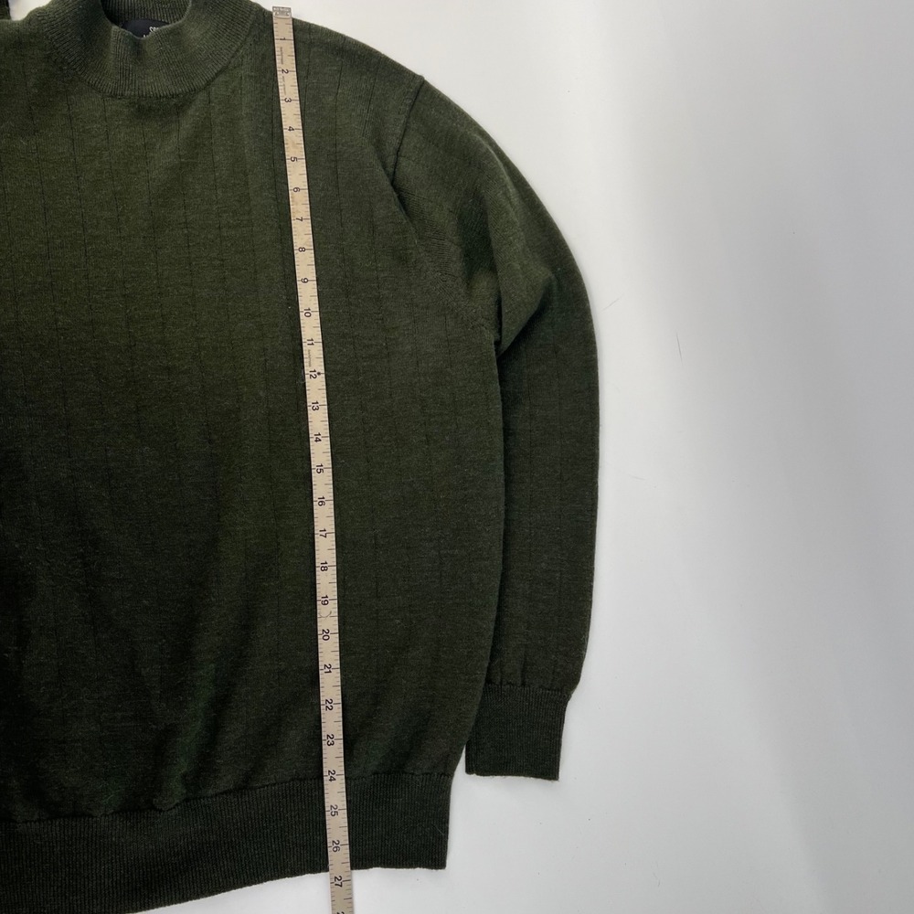 Spring + Mercer Mens XL Olive Green Merino Wool Blend Ribbed Mock Neck Sweater - Picture 8 of 8